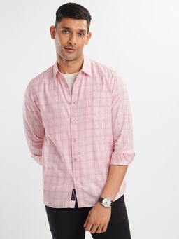 Bombay High - Mens Comfort Fit Pure Cotton Light Pink Check Shirt