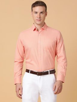TABARD - Pure Cotton Full Sleeve Collared Formal Shirt for Men Peach