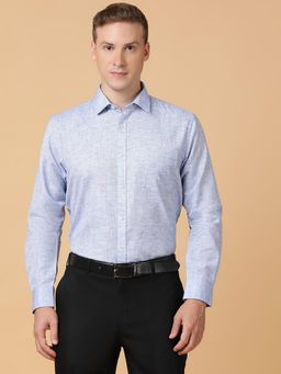 TABARD - Pure Cotton Full Sleeve Collared Formal Shirt for Men Blue