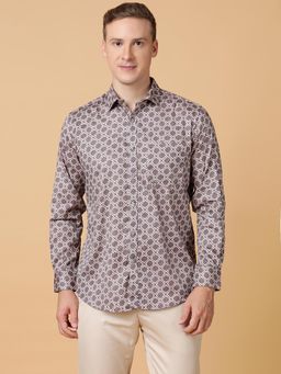 TABARD - Pure Cotton Full Sleeve Collared Shirt for Men Brown