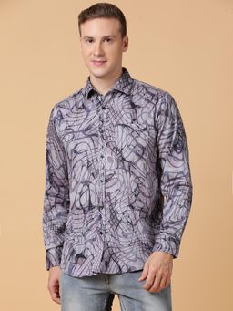 TABARD - Pure Cotton Full Sleeve Collared Shirt for Men Purple