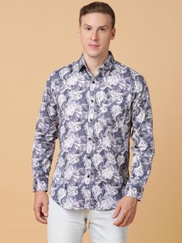 TABARD - Pure Cotton Full Sleeve Collared Shirt for Men Blue