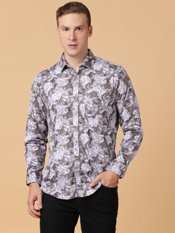 TABARD - Pure Cotton Full Sleeve Collared Shirt for Men Brown