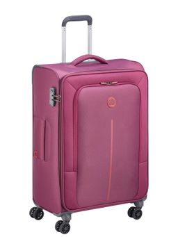 Delsey - Caracas Polyester 55 Cm 4 Wheels Plum Cabin Soft Body Suitcase (S)