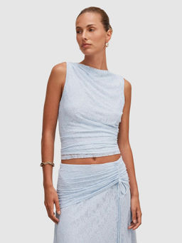 Forever New - Women Blue Solid/Plain Polyamide Top