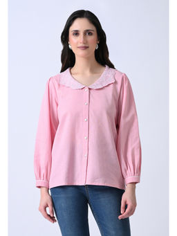 ALL WAYS YOU - Women Pink Embroidered Cotton Top