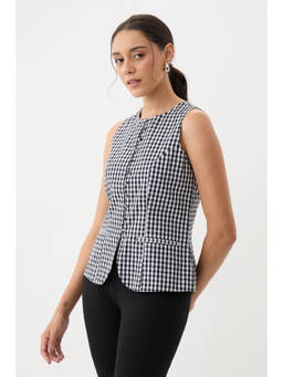 Femmella - Women Black Checks Cotton Vest