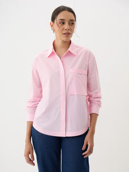 Femmella - Women Pink Solid/Plain Cotton Shirt