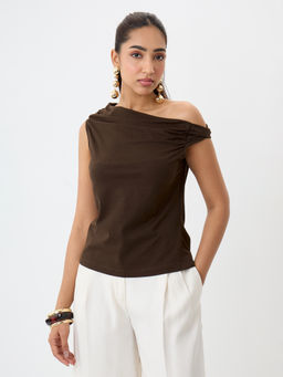 Femmella - Women Brown Solid/Plain Cotton Top