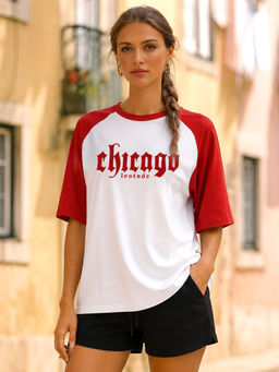 LEOTUDE - Women White Colorblock Cotton Blend T-Shirt