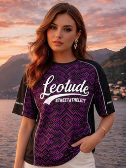 LEOTUDE - Women Purple Typography Cotton Blend T-Shirt