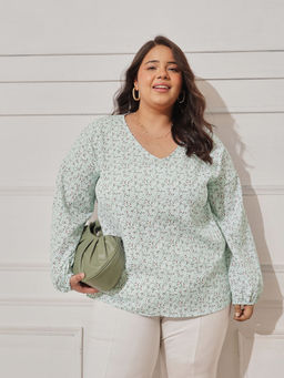 CURVY STREET - Women Grey Printed Polyester Top