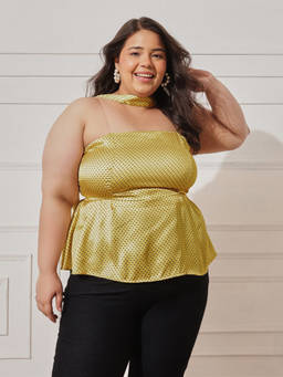 CURVY STREET - Women Yellow Printed Polyester Top