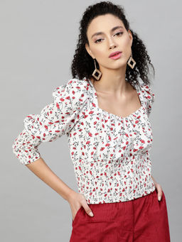 STREET 9 - Women White Floral Polyester Top