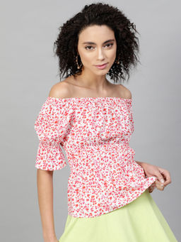STREET 9 - Women White Floral Viscose Rayon Top