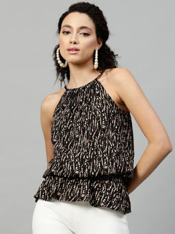 STREET 9 - Women Black Printed Polyester Top