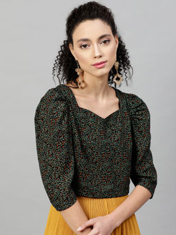 STREET 9 - Women Black Printed Polyester Top