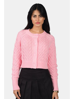 Virgio - Women Pink Self Design Cotton Top
