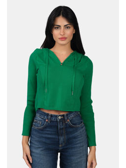 Virgio - Women Green Self Design Viscose Top