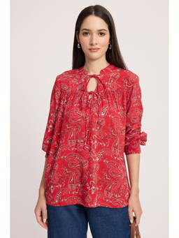 Virgio - Women Red Paisley Viscose Top