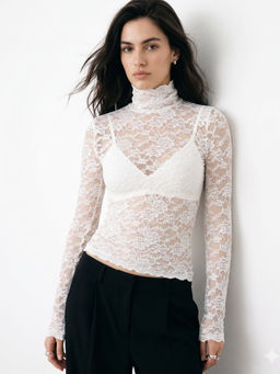 Outzidr - Women White Self Design Polyester Top