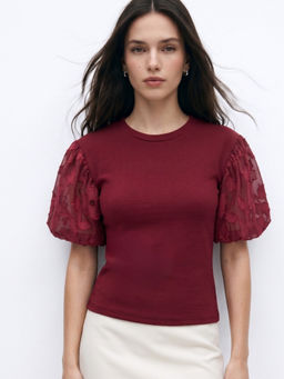 Outzidr - Women Maroon Solid/Plain Polyester Top