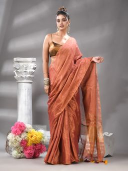 Angoshobha - Ancient Copper Handloom Tissue Saree with Unstitched Blouse