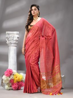 Angoshobha - Rani Handloom Tissue Saree with Unstitched Blouse