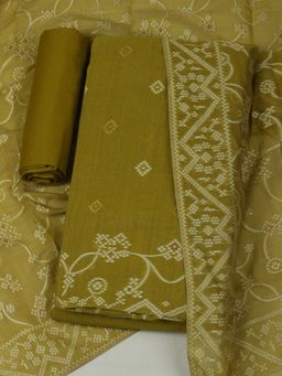 MEENA BAZAAR - Woven Chanderi Green Unstitched Kurta with Unstitched Pant and Dupatta