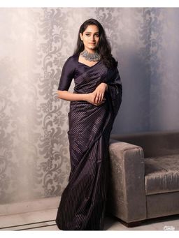 Anjaneya Sarees - Black Designer Banarasi Silk Kanjivaram Saree with Unstitched Blouse