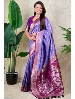 SGF11 - Lavender Women's Kanjivaram Pure Soft Silk Saree with Unstitched Blouse