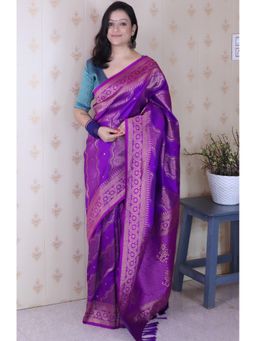 SGF11 - Purple Kanjivaram Soft Silk Saree with Unstitched Blouse