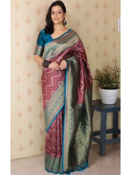 SGF11 - Women Maroon Kanjivaram Pure Soft Silk Saree with Unstitched Blouse