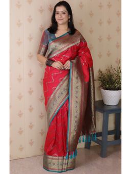 SGF11 - Pink Kanjivaram Women's Pure Soft Silk Saree with Unstitched Blouse