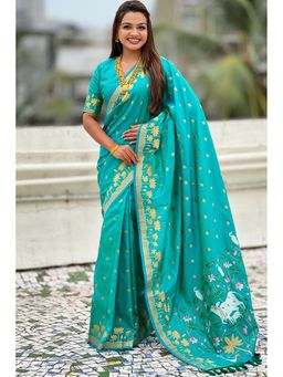 SGF11 - Women's Kanjivaram Pure Soft Blue Silk Saree with Unstitched Blouse