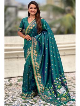 SGF11 - Women's Kanjivaram Pure Soft Green Silk Saree with Unstitched Blouse