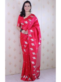SGF11 - Pink Kanjivaram Women's Pure Soft Silk Saree with Unstitched Blouse