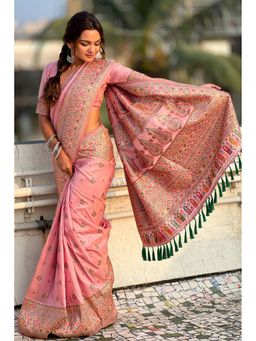SGF11 - Pink Kanjivaram Pure Soft Silk Saree with Unstitched Blouse