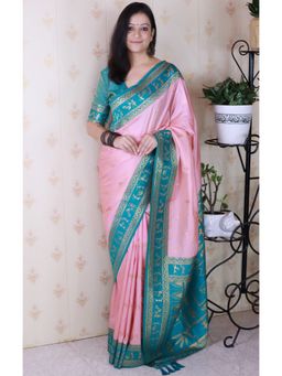 SGF11 - Pink Kanjivaram Pure Soft Women's Silk Saree with Unstitched Blouse