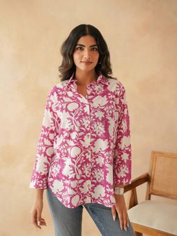GOODHAND - Pink Cotton Block Printed Shirt