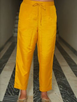 ARAMYA - Women's Mustard Shantoon Slit Pocket Pant