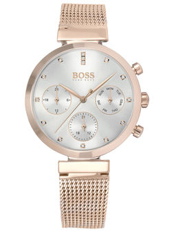 Boss - Flawless 24h Indicator Day-Date Analog Dial Color Silver Women Watch- 1502553