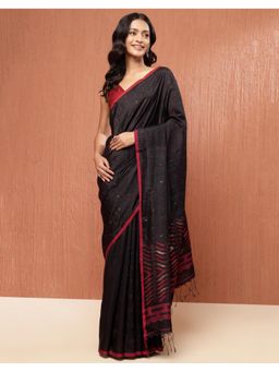 Fabindia - Black Cotton Silk Saree