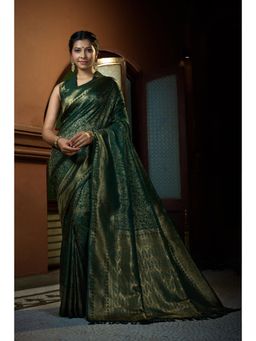 Vardha - Womens Kanchipuram Art Silk Saree with Unstitched Blouse - Green