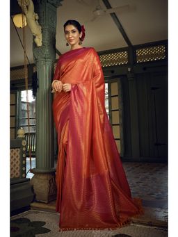 Vardha - Womens Art Silk Saree with Unstitched Blouse - Orange