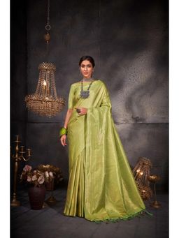 Vardha - Womens Kanchipuram Art Silk Saree with Unstitched Blouse - Green