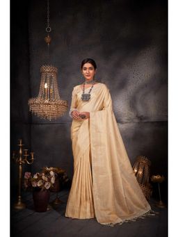 Vardha - Womens Kanchipuram Art Silk Saree with Unstitched Blouse - Off White