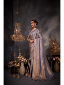 Vardha - Womens Kanchipuram Art Silk Saree with Unstitched Blouse - Grey