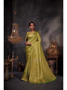 Vardha - Womens Kanchipuram Art Silk Saree with Unstitched Blouse - Green