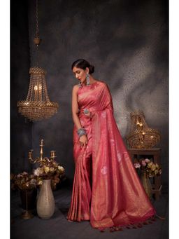 Vardha - Womens Kanchipuram Art Silk Saree with Unstitched Blouse - Red